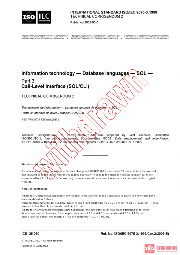 ISO/IEC 9075-3:1999/COR2:2003 PDF