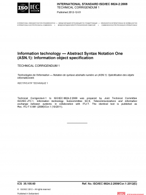 ISO/IEC 8824-2:2008/Cor 1:2012 PDF