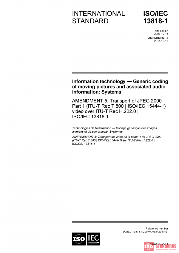 ISO/IEC 13818-1:2007/Amd 5:2011 PDF