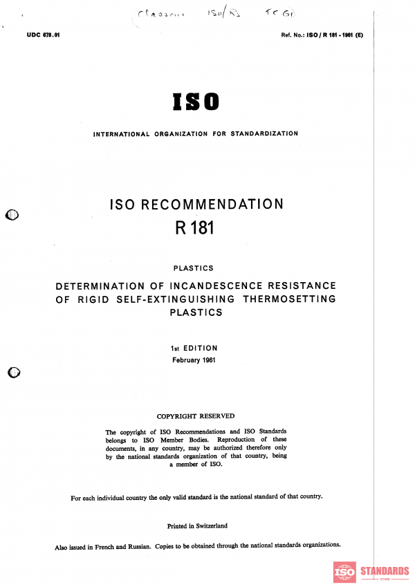ISO/R 181:1961 PDF