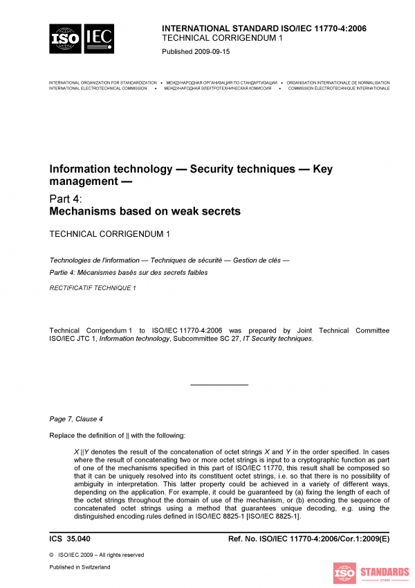 ISO/IEC 11770-4:2006/COR1:2009 PDF