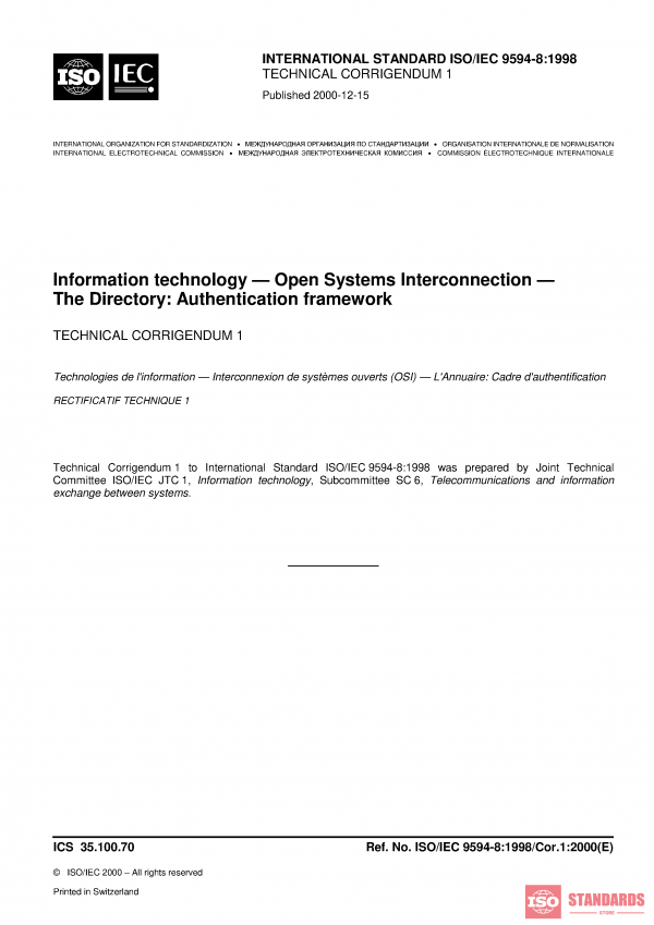 ISO/IEC 9594-8:1998/Cor 1:2000 PDF