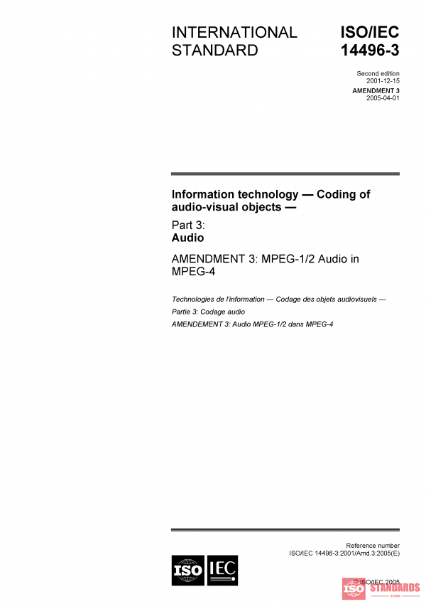 ISO/IEC 14496-3:2001/Amd 3:2005 PDF