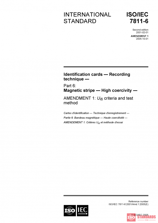 ISO/IEC 7811-6:2001/Amd 1:2005 PDF