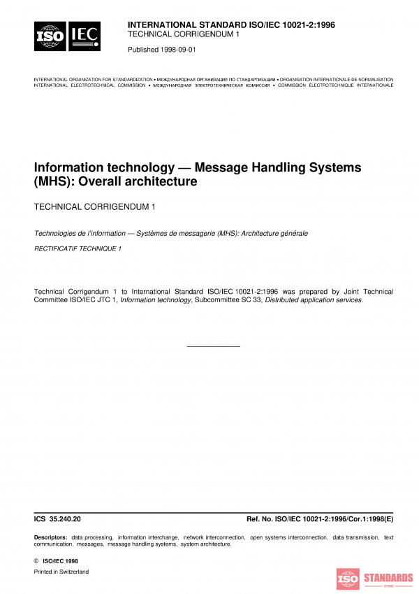 ISO/IEC 10021-2:1996/Cor 1:1998 PDF
