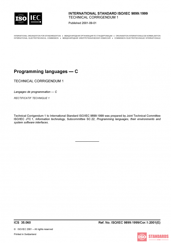 ISO/IEC 9899:1999/Cor 1:2001 PDF