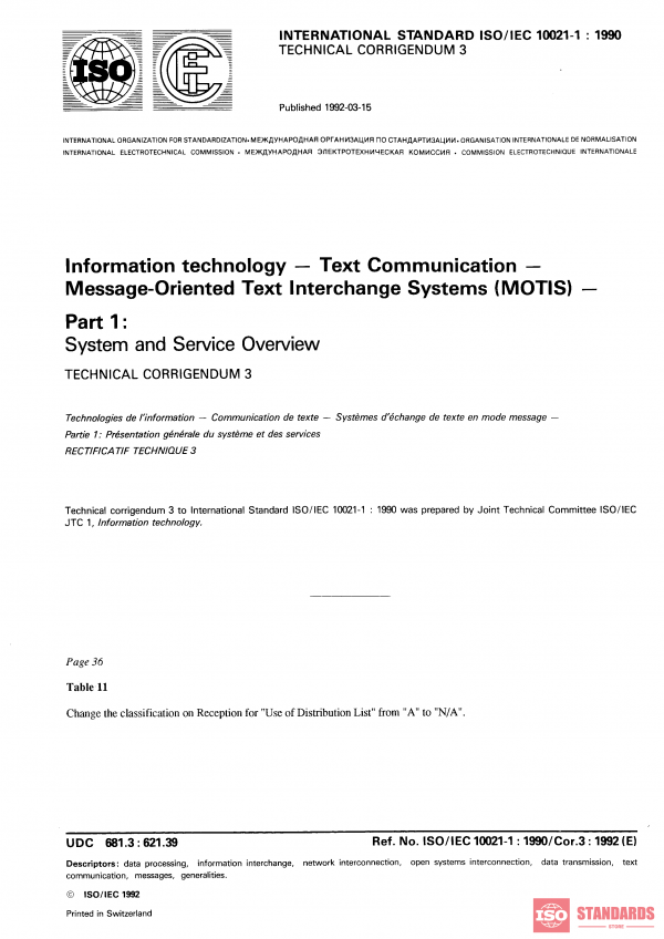 ISO/IEC 10021-1:1990/Cor 3:1992 PDF