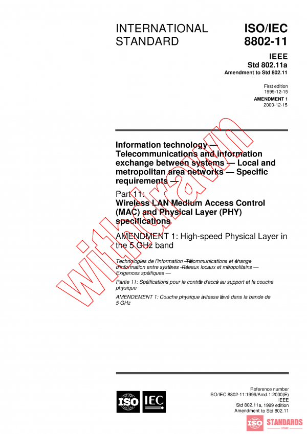 ISO/IEC 8802-11:1999/AMD1:2000 PDF