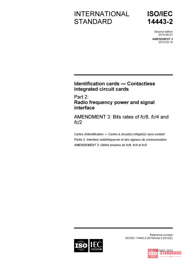 ISO/IEC 14443-2:2010/AMD3:2012 PDF