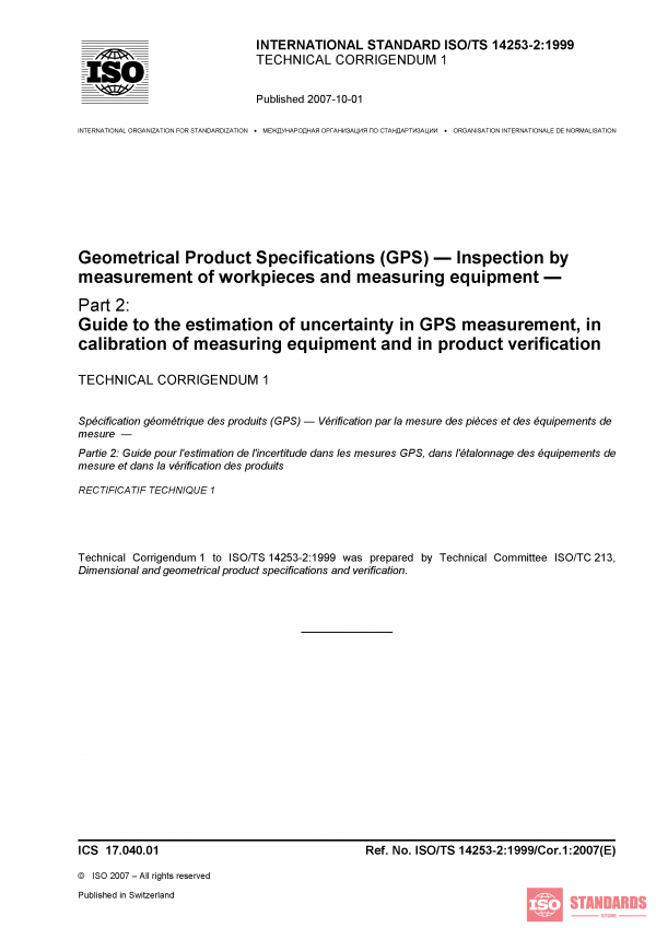 ISO/TS 14253-2:1999/Cor 1:2007 PDF