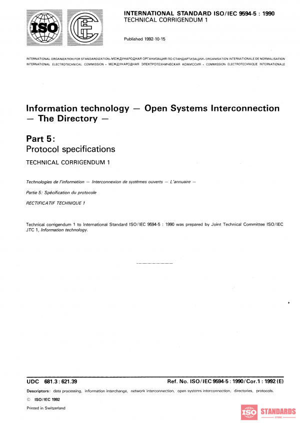 ISO/IEC 9594-5:1990/Cor 1:1992 PDF