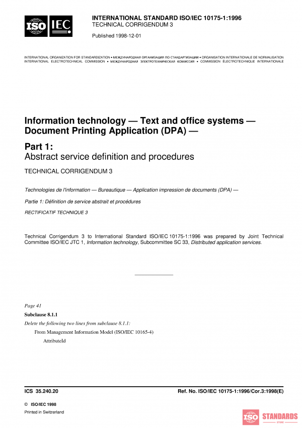 ISO/IEC 10175-1:1996/Cor 3:1998 PDF