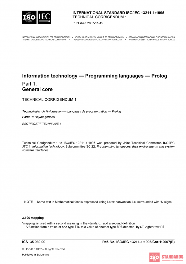 ISO/IEC 13211-1:1995/Cor 1:2007 PDF