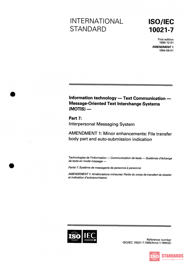 ISO/IEC 10021-7:1990/Amd 1:1994 PDF