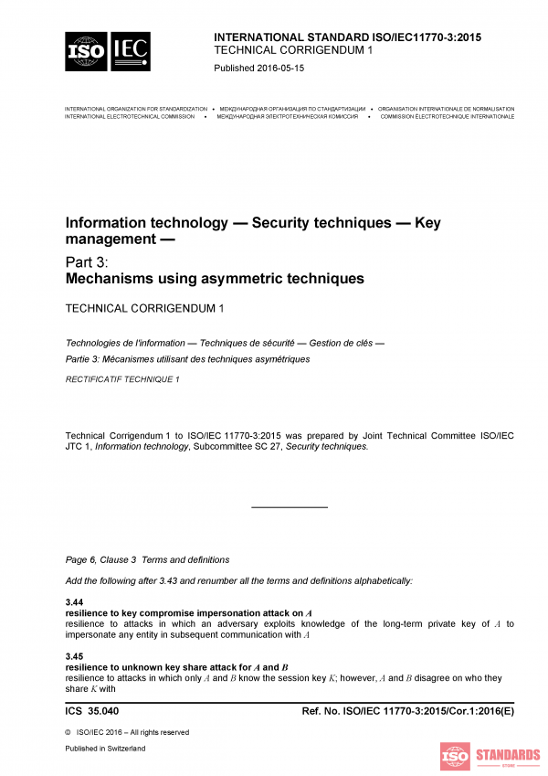 ISO/IEC 11770-3:2015/COR1:2016 PDF