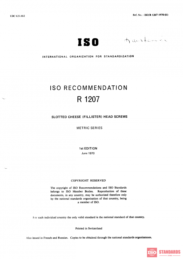 ISO/R 1207:1970 PDF