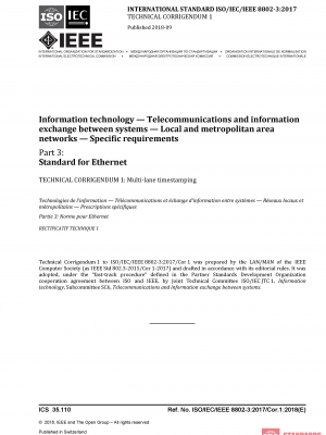 ISO/IEC/IEEE 8802-3:2017/Cor 1:2018 PDF
