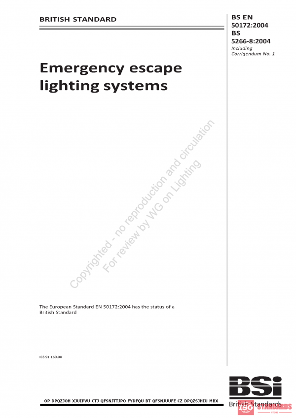 BS EN 50172 ( WG on Lighting ):2004 PDF