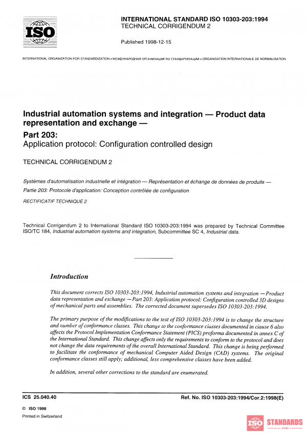 ISO 10303-203:1994/Cor 2:1998 PDF