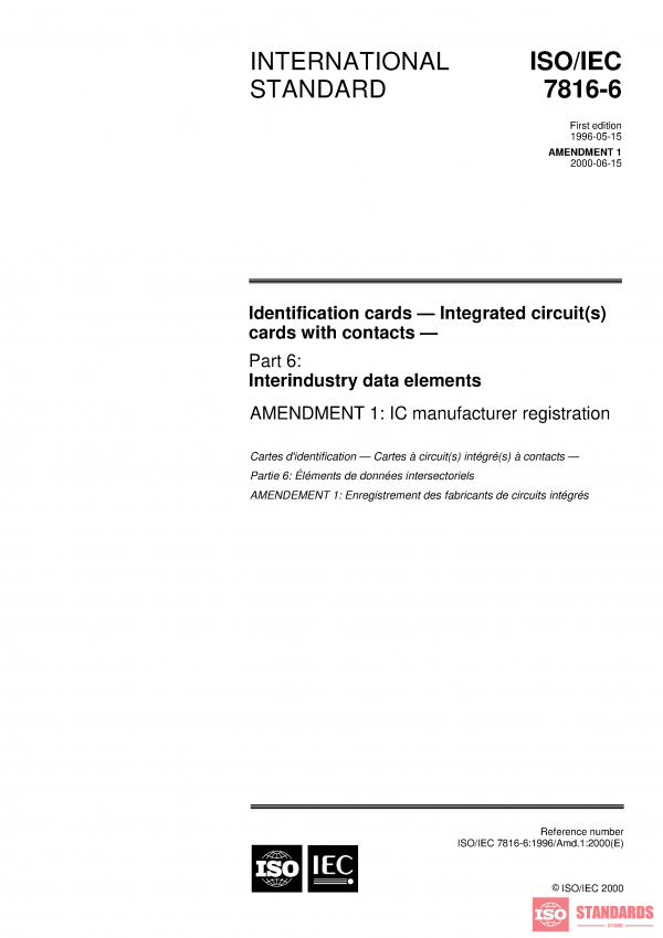 ISO/IEC 7816-6:1996/AMD1:2000 PDF