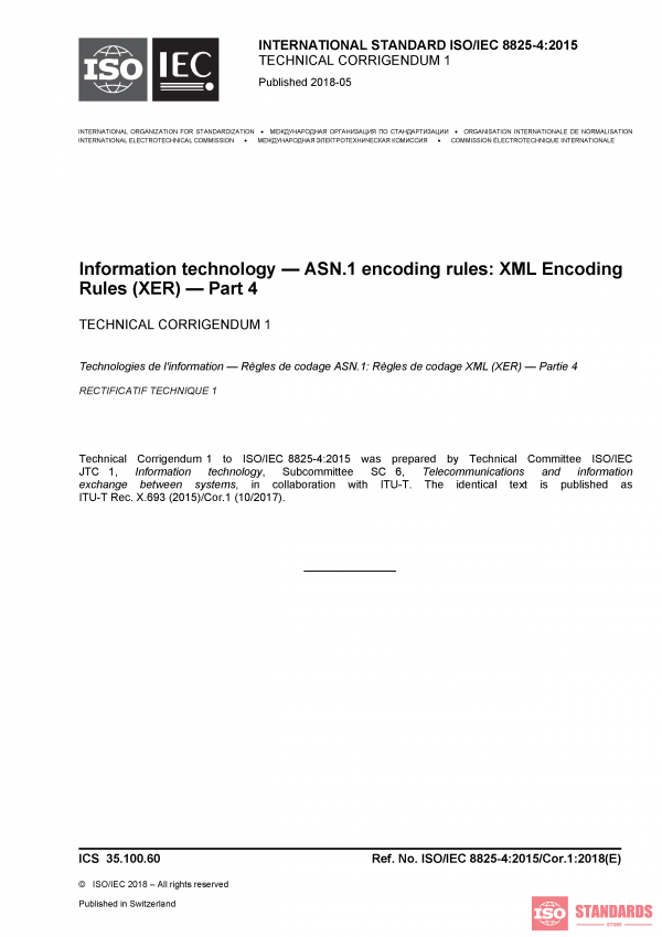 ISO/IEC 8825-4:2015/Cor 1:2018 PDF
