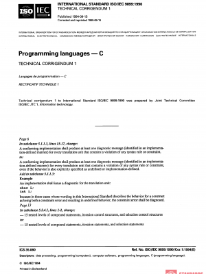 ISO/IEC 9899:1990/COR1:1994 PDF