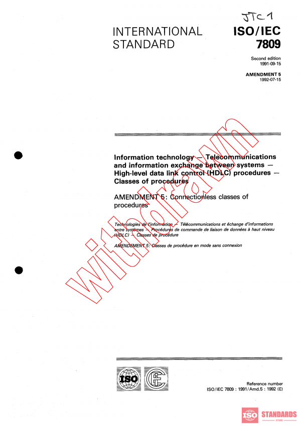 ISO/IEC 7809:1991/AMD5:1991 PDF