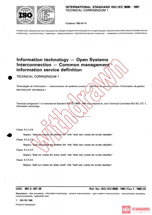 ISO/IEC 9595:1991/COR1:1992 PDF