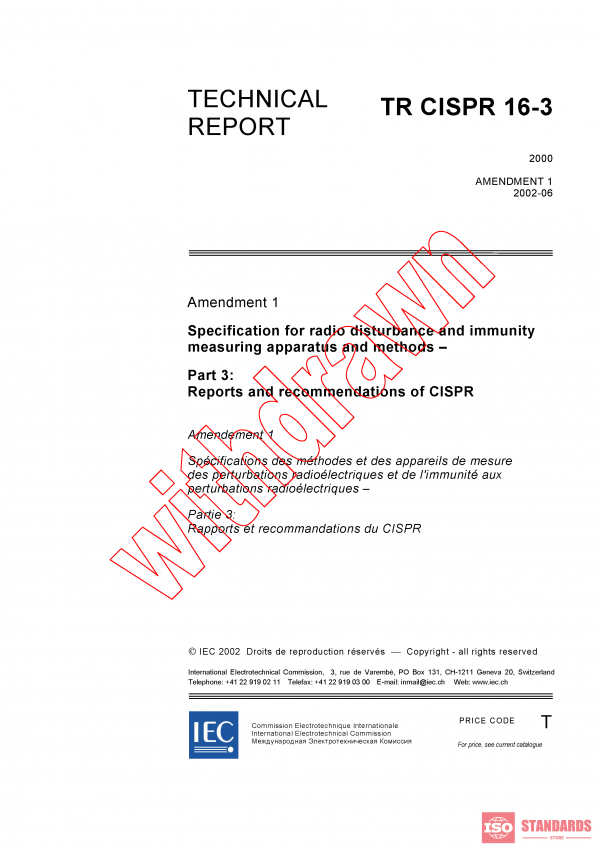 CISPR TR 16-3:2000/AMD1:2002 PDF