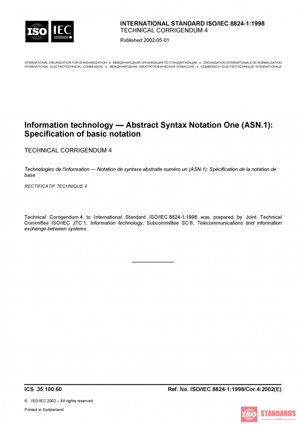 ISO/IEC 8824-1:1998/Cor 4:2002 PDF