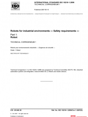 ISO 10218-1:2006/Cor 1:2007 PDF