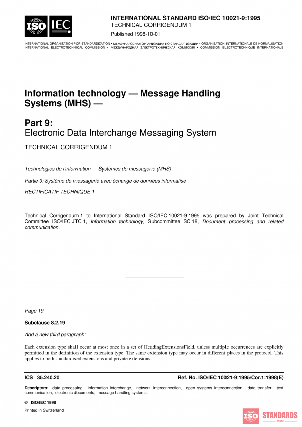 ISO/IEC 10021-9:1995/Cor 1:1998 PDF