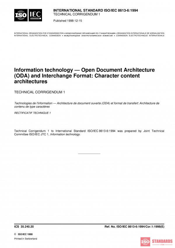 ISO/IEC 8613-6:1994/Cor 1:1998 PDF