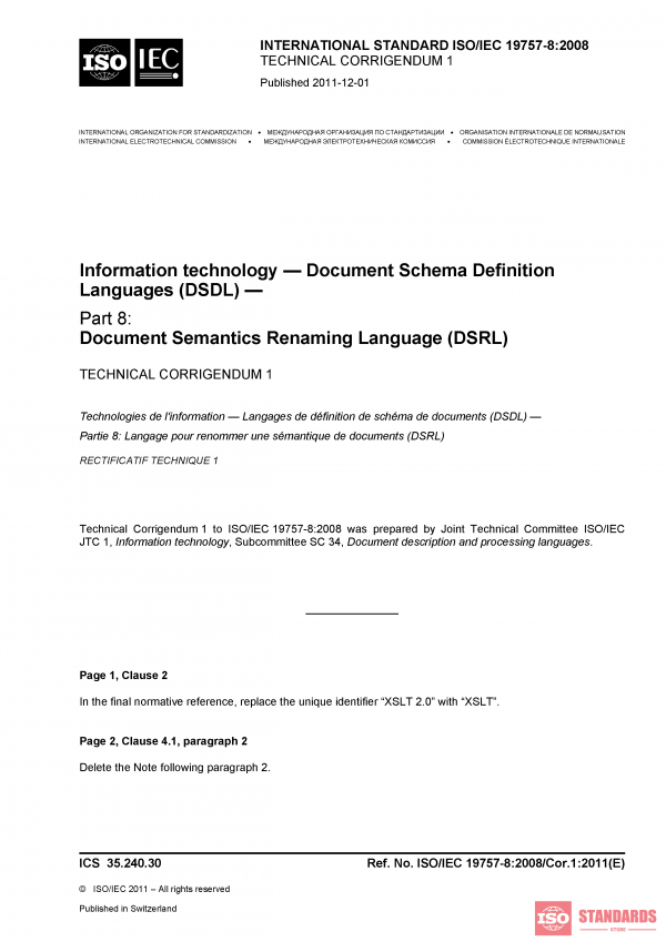ISO/IEC 19757-8:2008/Cor 1:2011 PDF