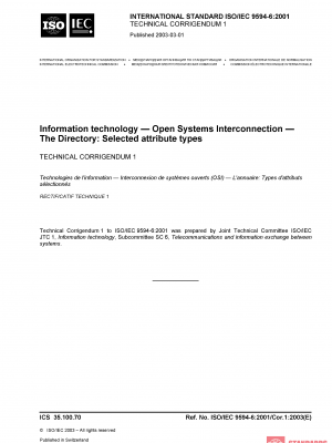 ISO/IEC 9594-6:2001/Cor 1:2003 PDF