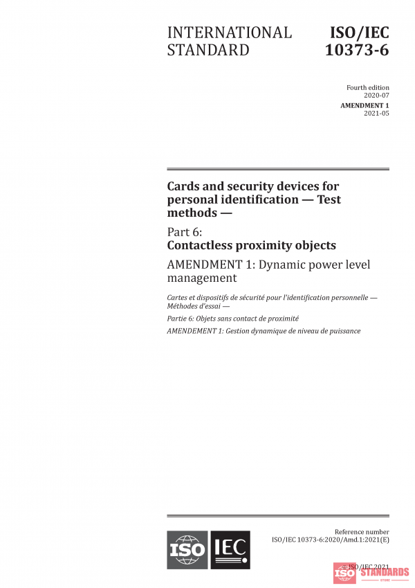 ISO/IEC 10373-6:2020/Amd 1:2021 PDF