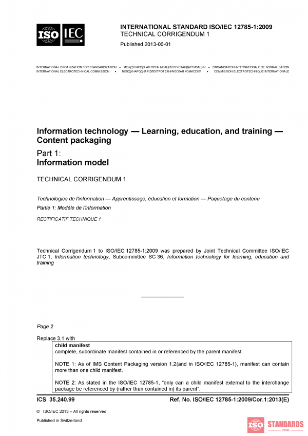 ISO/IEC 12785-1:2009/COR1:2013 PDF