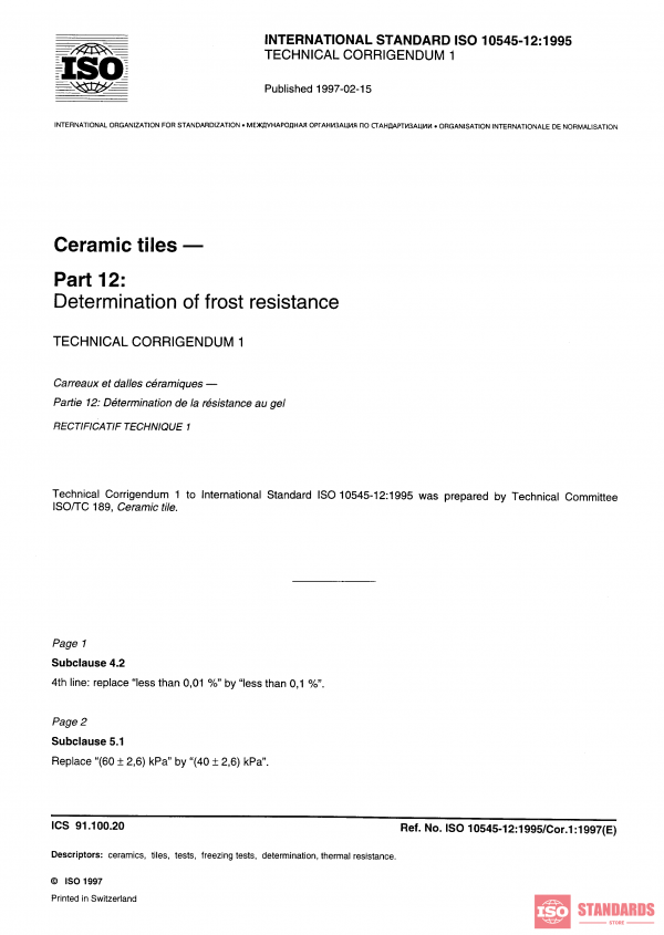 ISO 10545-12:1995/Cor 1:1997 PDF