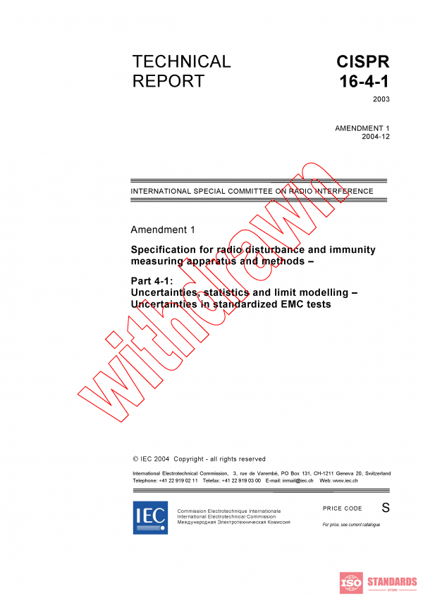CISPR TR 16-4-1:2003/AMD1:2004 PDF