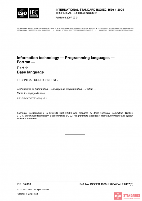 ISO/IEC 1539-1:2004/COR2:2007 PDF