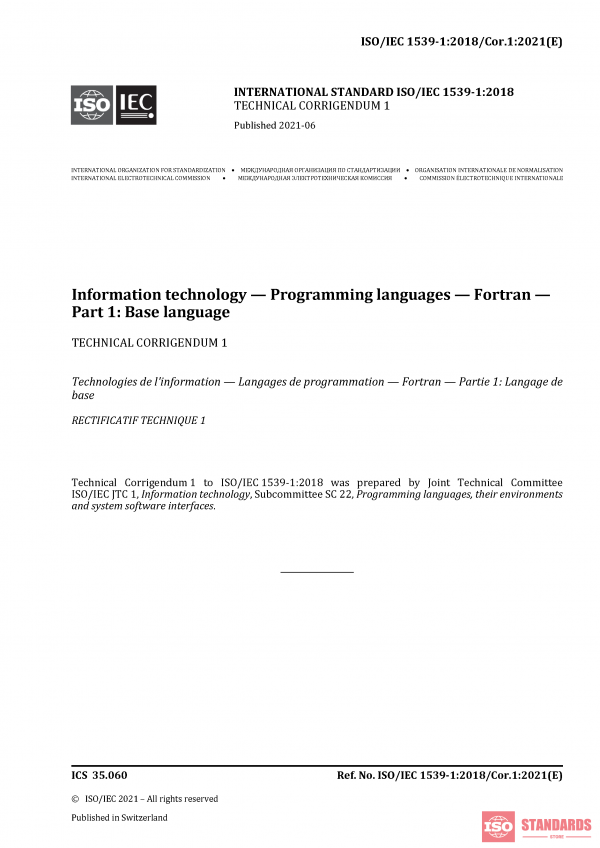 ISO/IEC 1539-1:2018/Cor 1:2021 PDF