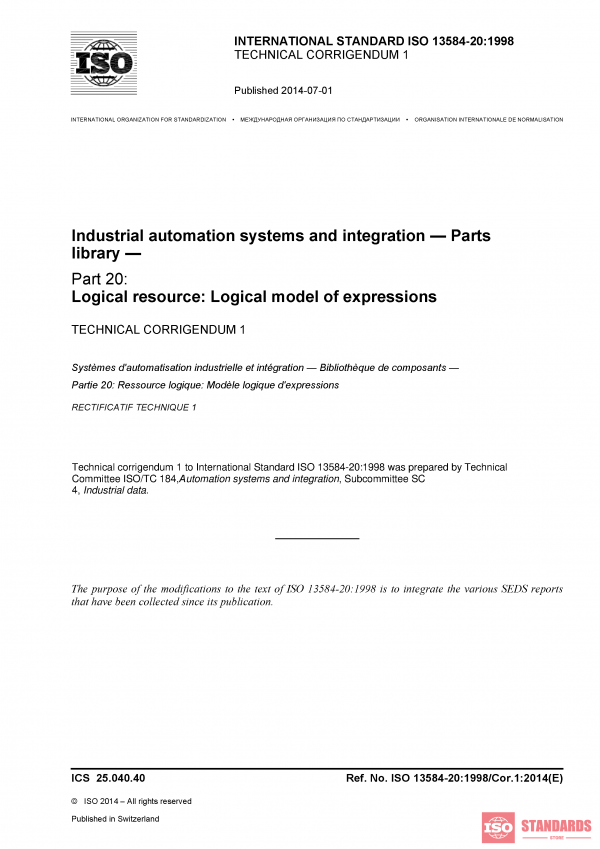 ISO 13584-20:1998/Cor 1:2014 PDF