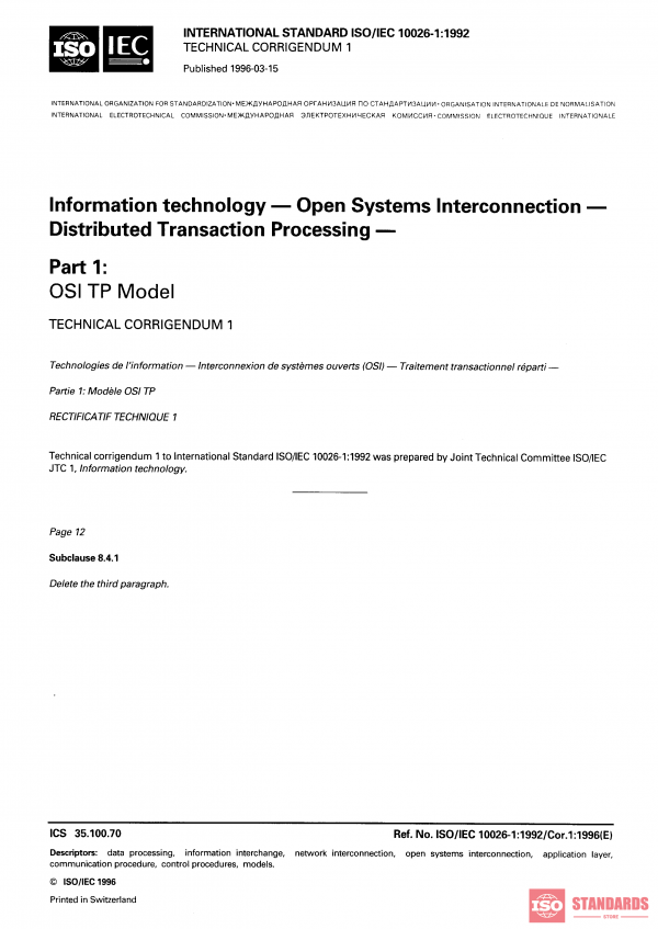 ISO/IEC 10026-1:1992/Cor 1:1996 PDF
