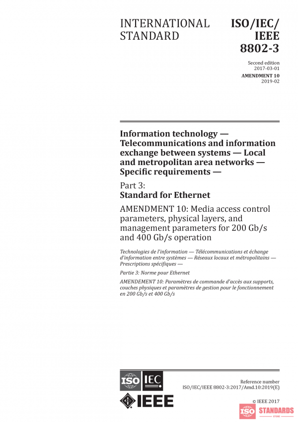 ISO/IEC/IEEE 8802-3:2017/Amd 10:2019 PDF