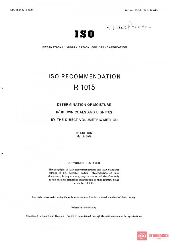ISO/R 1015:1969 PDF
