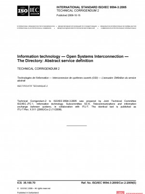 ISO/IEC 9594-3:2005/COR2:2009 PDF