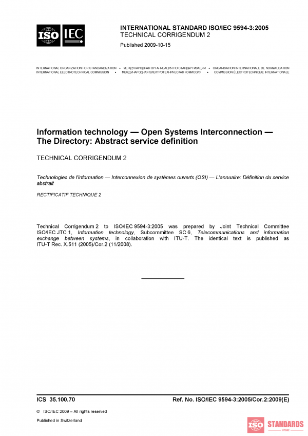 ISO/IEC 9594-3:2005/COR2:2009 PDF