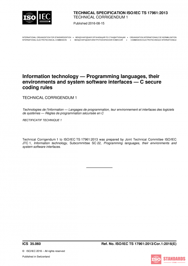 ISO/IEC TS 17961:2013/Cor 1:2016 PDF