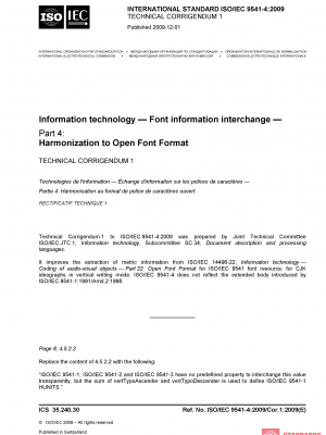 ISO/IEC 9541-4:2009/COR1:2009 PDF