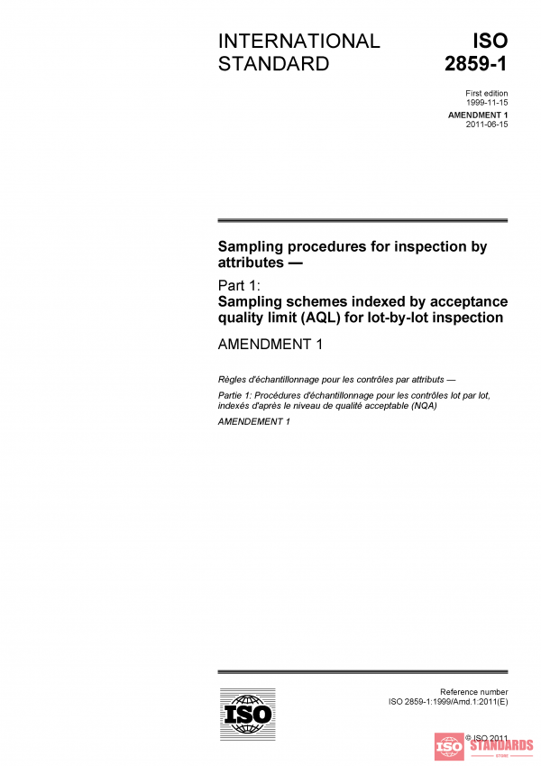 ISO 2859-1:1999/Amd 1:2011 PDF